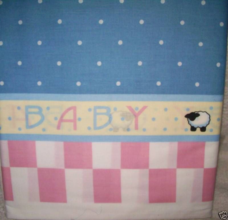 Pink Blue Sheep Baby Bedding Crib Skirt Dust Ruffle Easy Sewing