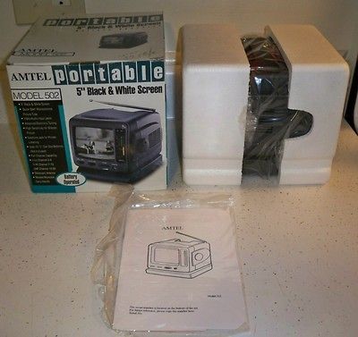 Model 502 Portable 5 Black And White Television Home Boat Auto NEW