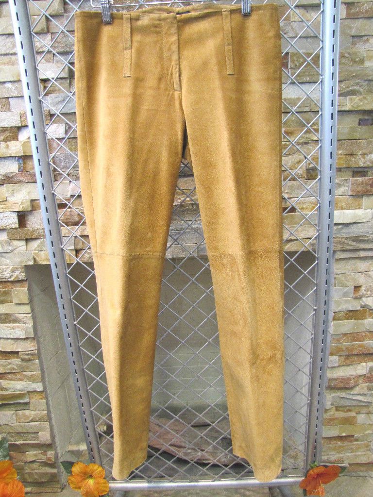 BCBG MAXAZRIA PANT SUEDE LEATHER CARAMEL BROWN SZ 4 W30