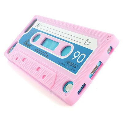 Baby Pink Cassette Tape Silicone Soft Gel Cover Case for Apple iPod