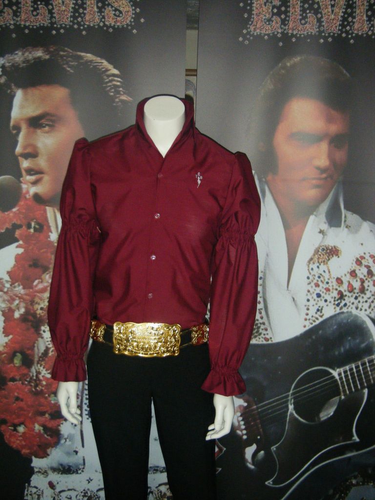Elvis Presley Wine Satin/Polycott on Puffy Shirt (not jumpsuit)