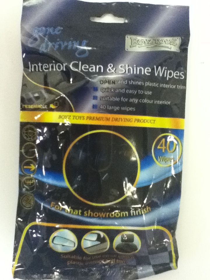 PACK 40 INTERIOR CLEAN & SHINE CAR WIPES RESTORE SHOWROOM FINISH