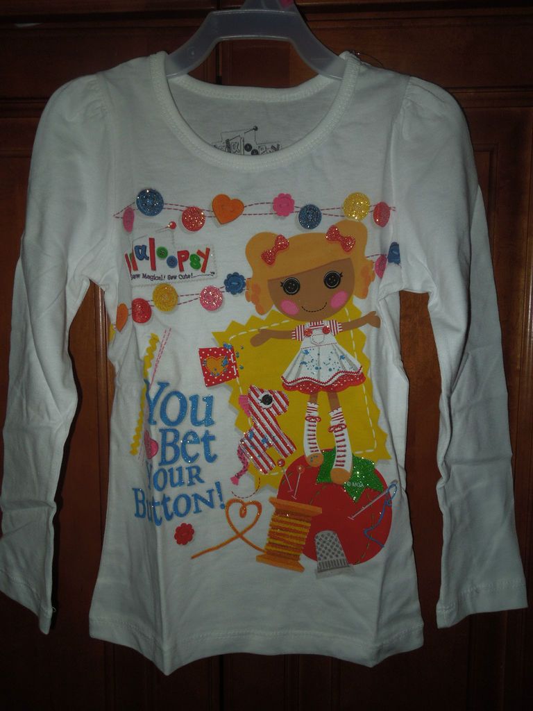 NWT LALALOOPSY WHITE LONG SLEEVE T SHIRT WITH SPOT SPLATTER SPLASH