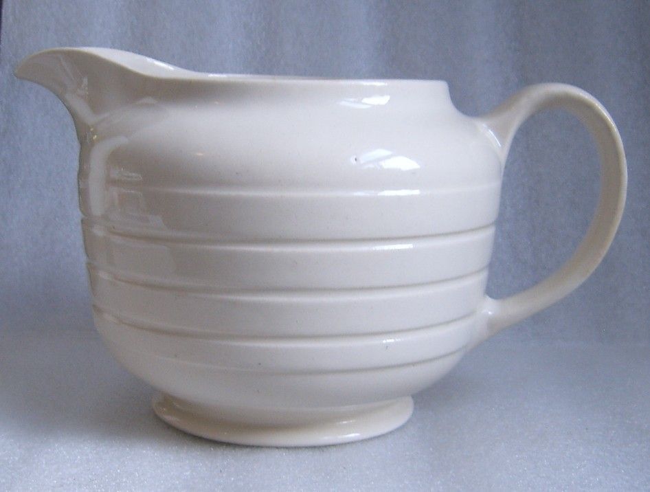 ANTIQUE SWINNERTONS STAFFORDSHIRE ENGLAND RIBBED PITCHER Drabware