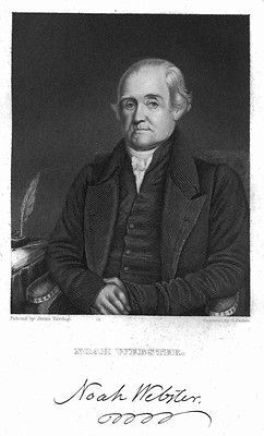 NOAH WEBSTER, DICTIONARY, antique engraving