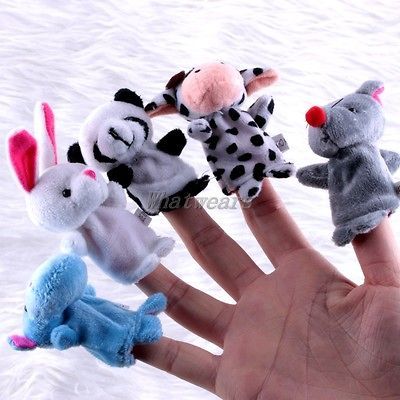 10x Plush Animal Finger Puppets Baby Cartoon Dolls Boy Girl Party Gift