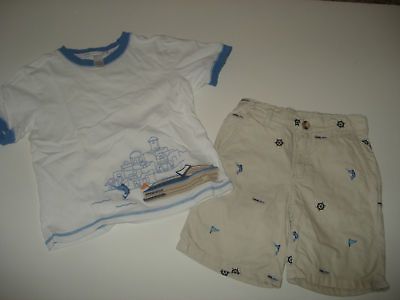 Janie & Jack Santorini Island Boat Top Shorts 5T DL