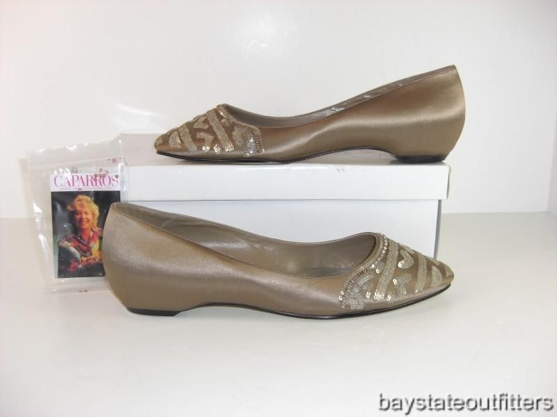 Caparros Pirate Silk Sequined Flats Shoes 8 M Ballet Tan Mushroom