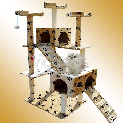 72 Paw Print Cat Tree House Condo 002 Scratcher Post Furniture Play