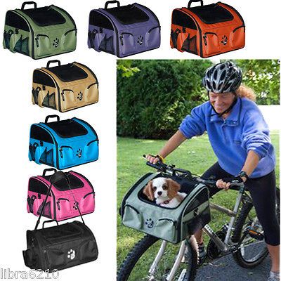 in 1 Bike Bicycle Basket Dog Cat Carrier Car Seat Travel Tote Pet