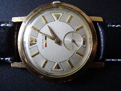 VINTAGE BENRUS COMPLETELY GOLD P  SUBS 17J THIN MAN WATCH SWISS WWII