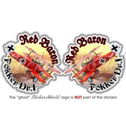 FOKKER Dr.I RED BARON Richthofen WWI German Stickers x2