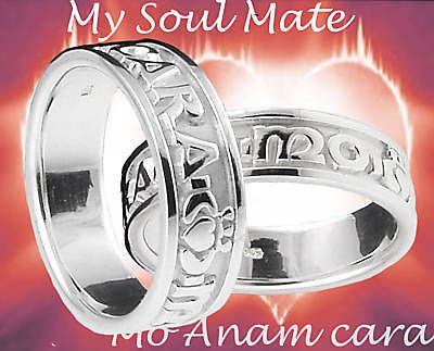 Sterling Silver My Soul Mate Claddagh Band Wedding Ring Set Irish sz