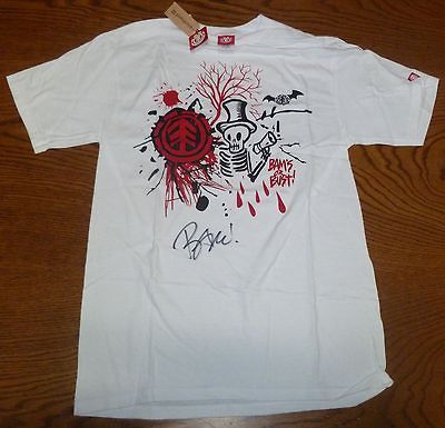 Viva La Bam Margera Signed Element Skateboards Shirt White M PSA/DNA