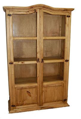 Curio Wood Bookcase With Glass Front Doors Real Wood 4 Shelves Free S