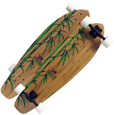 KROWN LONGBOARD Kicktail EXOTIC BAMBOO LEAVES Skateboard 9.75 x 36.5