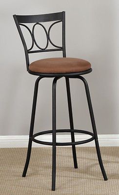 Pair of Rustic Ovals Black Swivel Bar Stools (2)