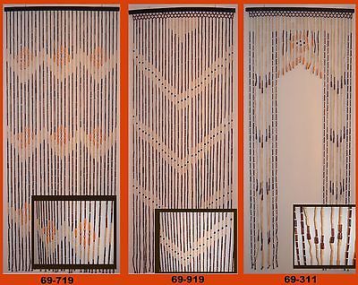 Natural Bamboo & Wood Beaded Door Curtains   3 Patterns Available.