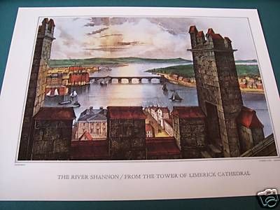 Currier & Ives Print   River Shannon. Limerick Tower BOG2