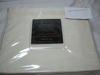 New Raymond Waites Belleza Carol   Ivory Queen Lace Sheet Set 4 PC NIP