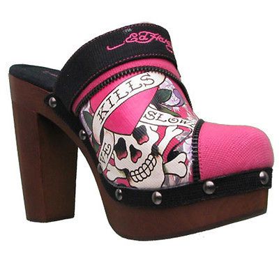 Ed Hardy Fuschia Darnell Heel Clog Shoe