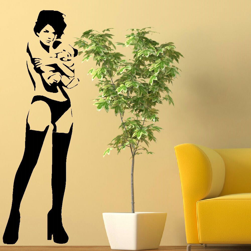 LARGE BANKSY SEXY LADY UPTO 5FT LIFE SIZE WALL ART MURAL TRANSFER