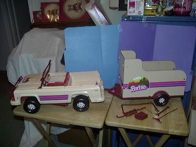 Vintage 1973 Barbie Ken Jeep w/ Trailer and Accessories   Wench Rake