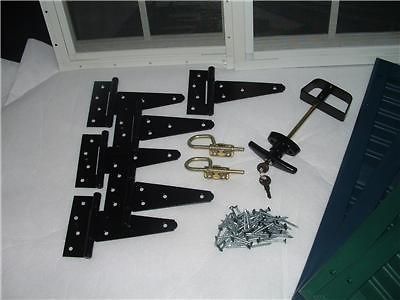 Shed Hardware package, hinges, t handle, barrel bolts