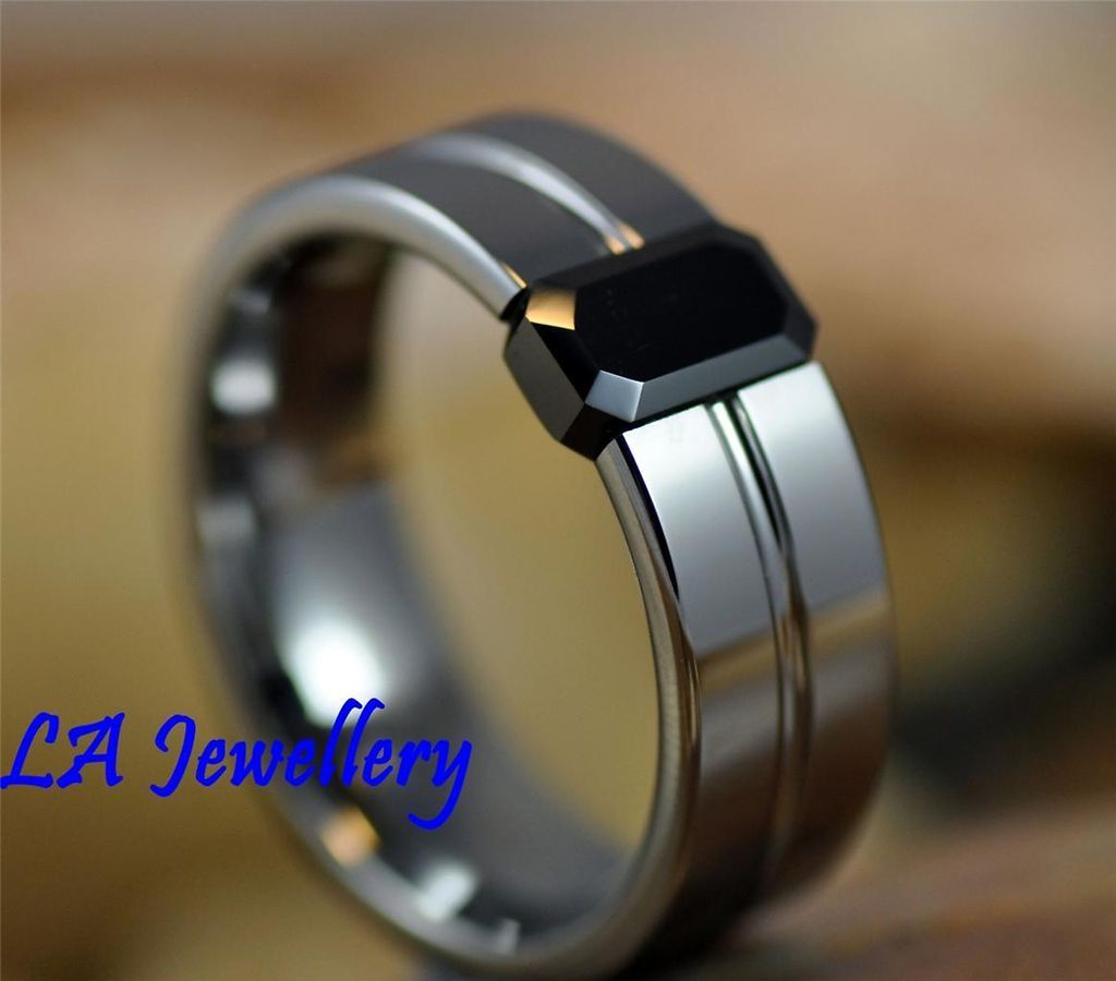 999 TUNGSTEN CARBIDE ONYX DIESEL CUT COMFORT FINISH HOT MENS RING