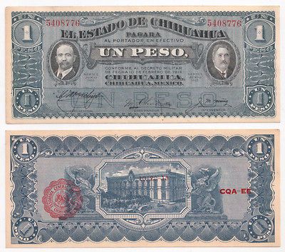 Mexico, El Estado de Chihuahua 1 Peso Jun 1915, AU/UNC M920o/S530e