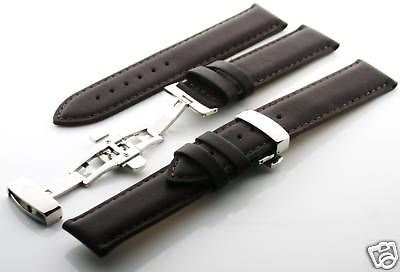 18MM CALF LEATHER DEPLOYMENT STRAP FOR TISSOT DARK BROWN #7