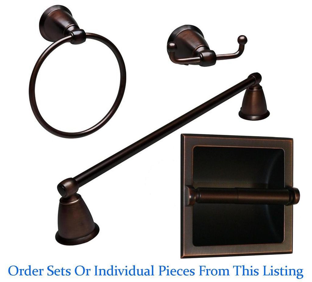 BRONZE 24 TOWEL BAR SET W/ RECESSED T P HOLDER BATHROOM ACCESSORIES