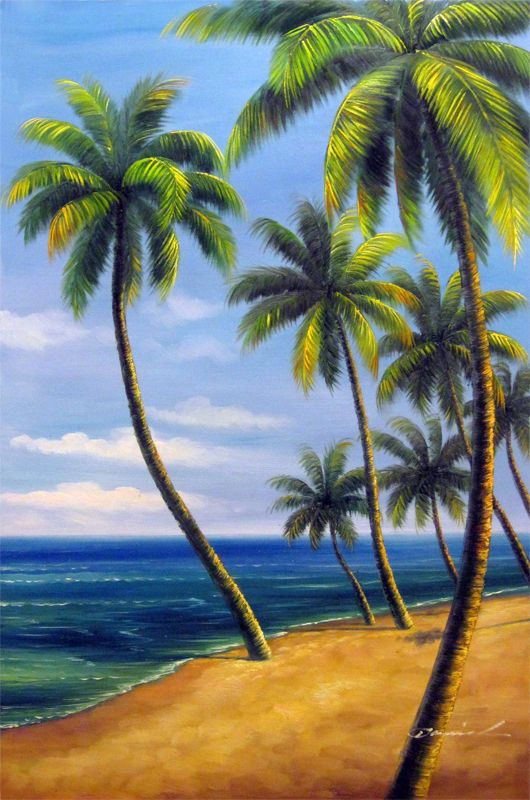 Hawaii Tahiti Beach Surfing Ocean Sunset Art Painting