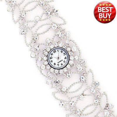 STYLISH Wedding Banquet Crystal HEART Jewel Women Wrist Watch Girl