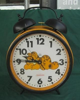 1978 SUNBEAM GARFIELD THE CAT 12 DOUBLE BELL ALARM CLOCK DISPLAY