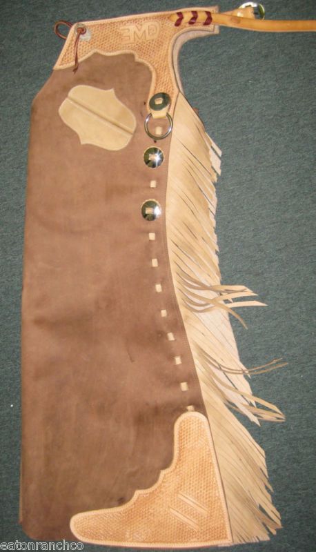 Brand Step In Lcaed Up Bell Style Custom Leather Batwing Chaps Pockets