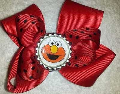 Elmo Sesame Street Toddler hair bow on partially lined alligator clip