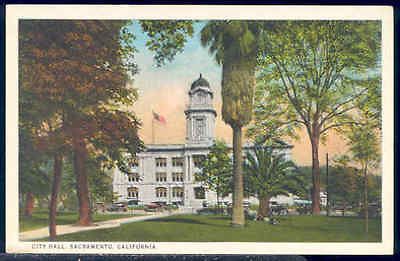 CA, Sacramento, California, City Hall, View through Trees, Curt Teich