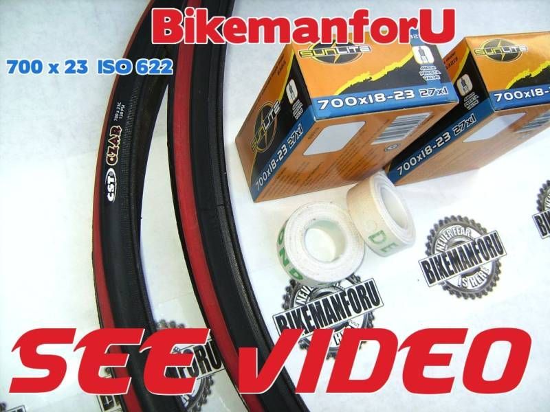 Bicycle 700x23 CST CZAR RED Bike 2 Tire Tube Rimstrip