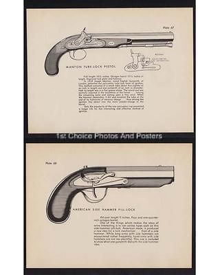 Vintage GUN Prints   Manton Tube Lock Pistol / American Side Hammer