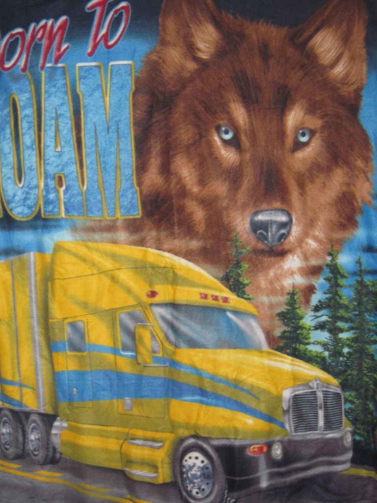 YELLOW SEMI TRUCK WITH WOLF FLEECE BLANKET