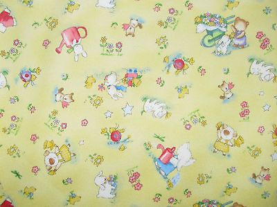 Forest Friends FLANNEL Becky Kelly yellow animals toss 1/2 YD BK*