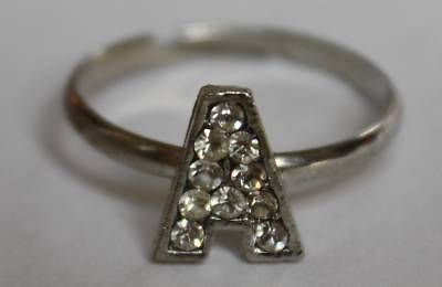 ADJUST ALPHABET INITIAL CRYSTAL SP RING ABCDEFGHIJKLMN OPQRSTUVWXYZ