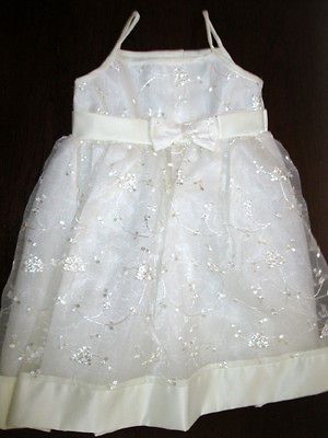 Sugar Plum ivory floral embroidered crinoline formal party dress girls