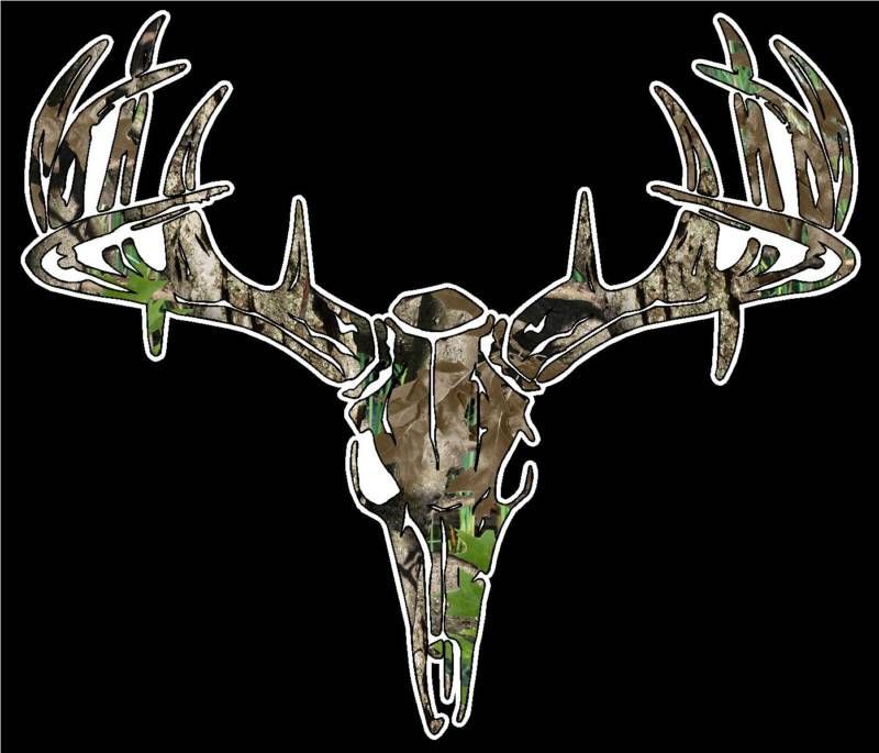 Camo Deer Skull S4 Vinyl Sticker Decal Hunting Big Buck whitetail