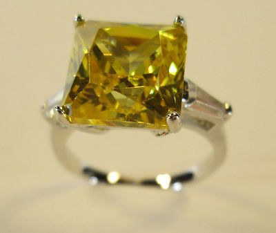 Yellow Diamond Simulated Diamond Ring Size 7 Stg. Silver   K10000088