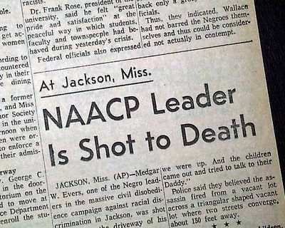 MEDGAR EVERS African American Civil Rights Leader ASSASSINATION 1963