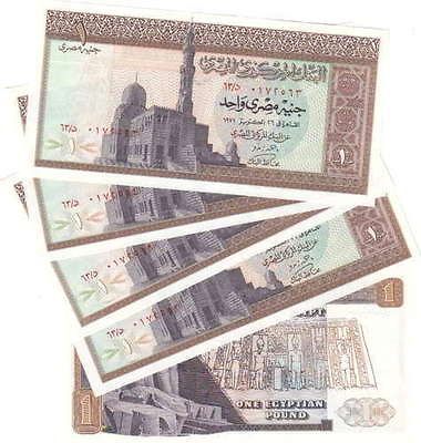 EGYPT 1 EGP 1971 P 44 SIG/ZENDO #14 LOT X5 UNC NOTES LOOK