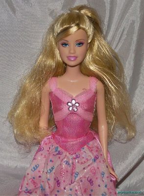 Lovely Barbie 2008 HAPPY BIRTHDAY Doll Pink Tiered Confetti Glitter