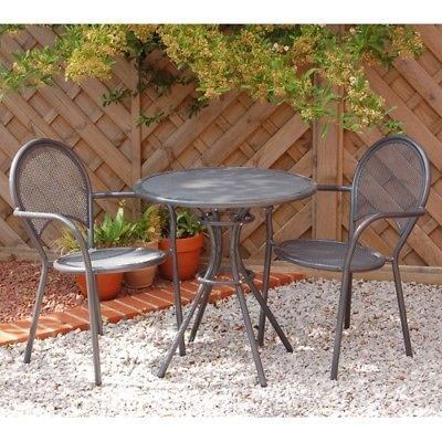 Garden Patio Round 60cm Aluminium Bistro Furniture Set for 2